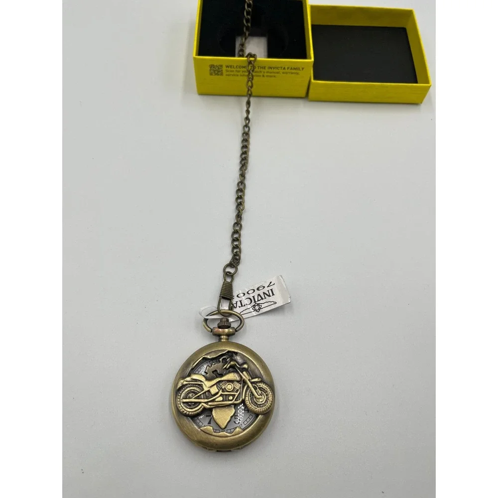 Invicta 79003 Motorcycle Antique Mens Pocket Watch with Chain New in Box